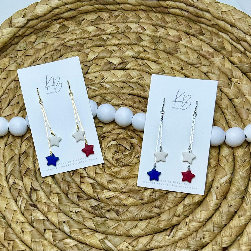Red White and Blue Star Double and Triple Dangle