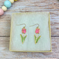 Pink Tulip Dangle Earrings