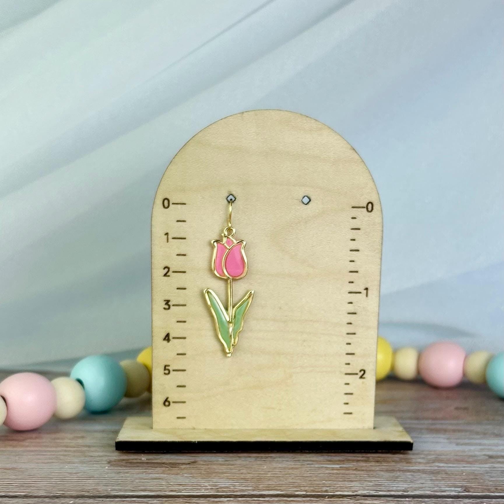 Pink Tulip Dangle Earrings